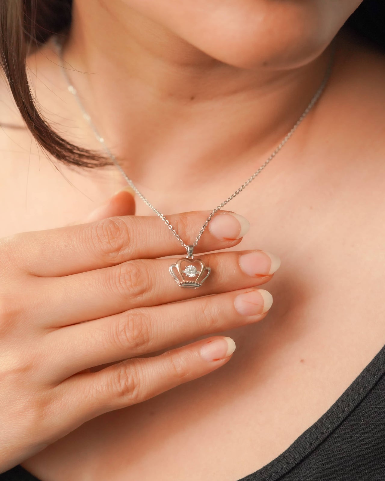 Stunning Crown Necklace with a Unique Silver Chain Design Two Tone